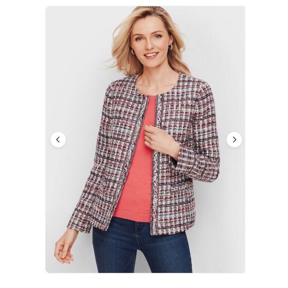 Talbots Adele Tweed Jacket Blazer Plus Size 14W 14 Purple Business Classic Work - Picture 1 of 11